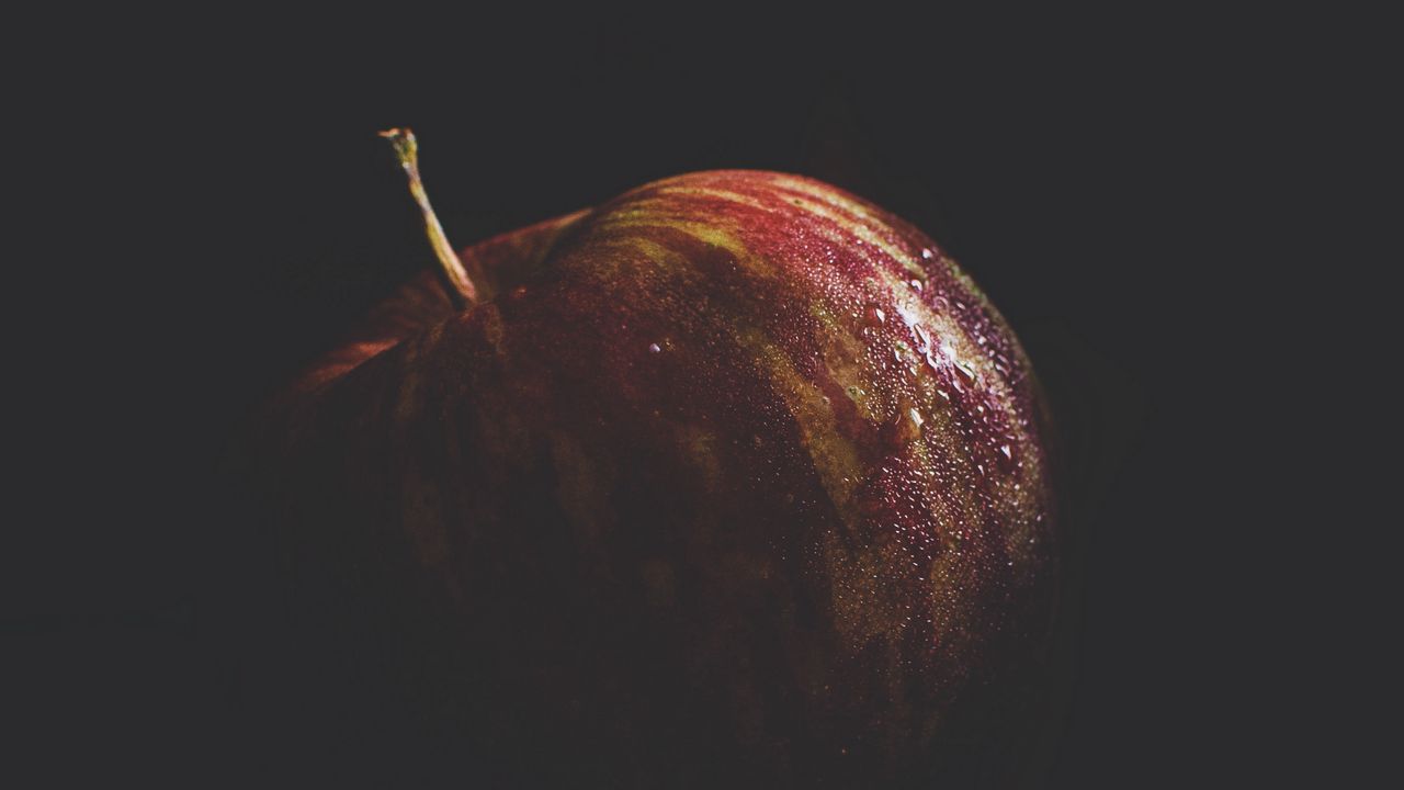 Wallpaper apple, fruit, drops, macro, dark