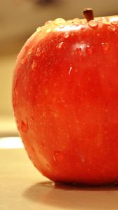 Preview wallpaper apple, fruit, drops, macro, red