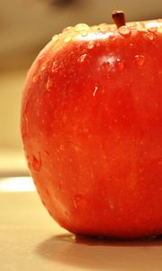 Preview wallpaper apple, fruit, drops, macro, red