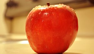 Preview wallpaper apple, fruit, drops, macro, red