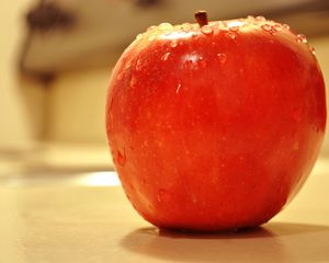 Preview wallpaper apple, fruit, drops, macro, red