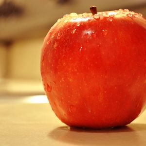 Preview wallpaper apple, fruit, drops, macro, red