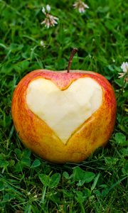 Preview wallpaper apple, fruit, heart, greenery