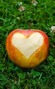 Preview wallpaper apple, fruit, heart, greenery