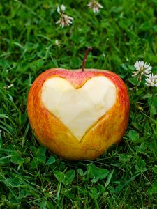 Preview wallpaper apple, fruit, heart, greenery