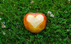 Preview wallpaper apple, fruit, heart, greenery