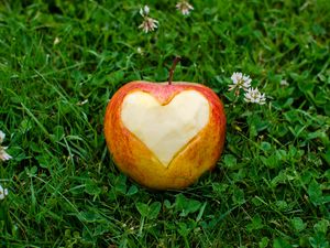 Preview wallpaper apple, fruit, heart, greenery