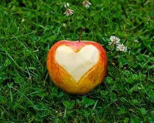 Preview wallpaper apple, fruit, heart, greenery