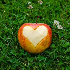 Preview wallpaper apple, fruit, heart, greenery