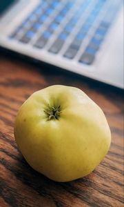 Preview wallpaper apple, fruit, laptop, keyboard