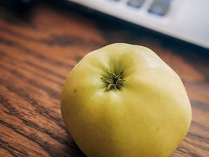 Preview wallpaper apple, fruit, laptop, keyboard