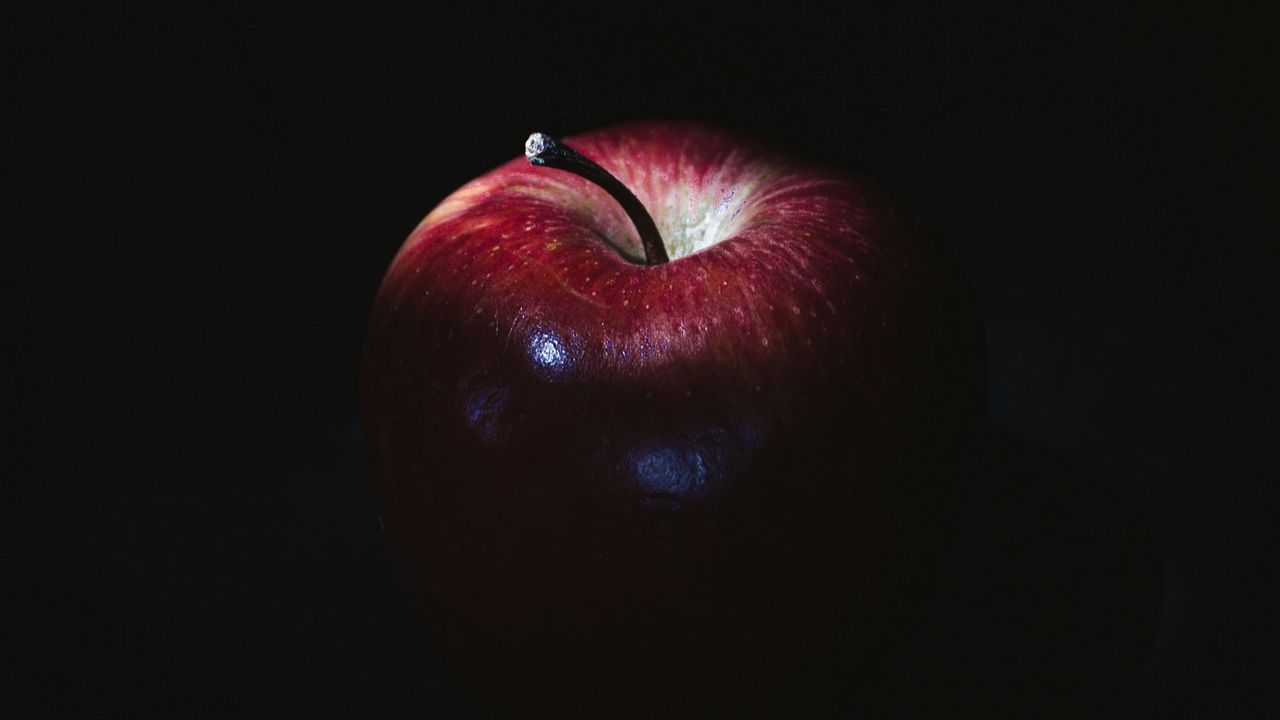 Wallpaper apple, fruit, red, shadow, dark