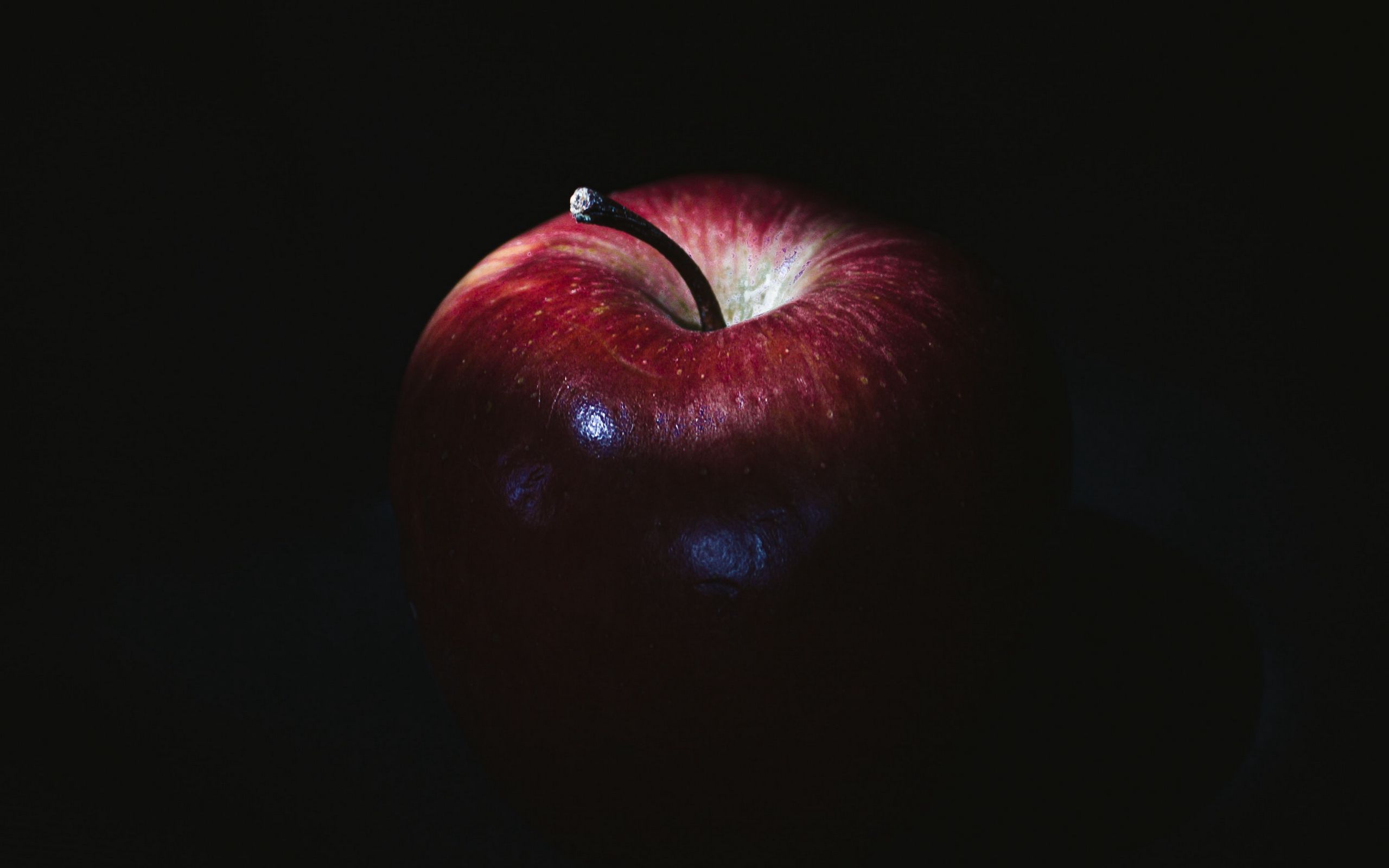 Download wallpaper 2560x1600 apple, fruit, red, shadow, dark widescreen ...