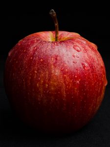 Preview wallpaper apple, fruit, ripe, drops, macro