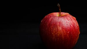 Preview wallpaper apple, fruit, ripe, drops, macro