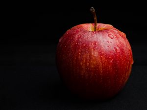 Preview wallpaper apple, fruit, ripe, drops, macro