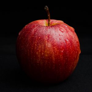 Preview wallpaper apple, fruit, ripe, drops, macro