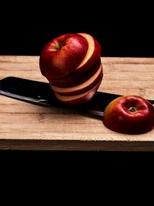 Preview wallpaper apple, fruit, slices, knife