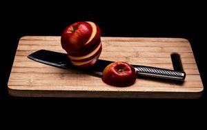 Preview wallpaper apple, fruit, slices, knife