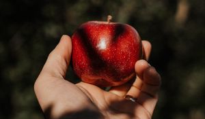Preview wallpaper apple, hand, fruit, red