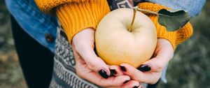 Preview wallpaper apple, hands, autumn, harvest