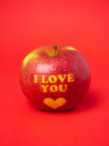 Preview wallpaper apple, inscription, love, message, red