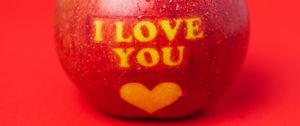 Preview wallpaper apple, inscription, love, message, red