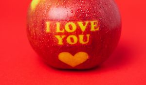 Preview wallpaper apple, inscription, love, message, red