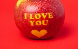 Preview wallpaper apple, inscription, love, message, red