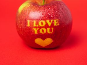 Preview wallpaper apple, inscription, love, message, red