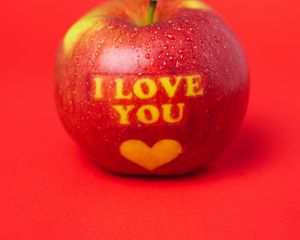 Preview wallpaper apple, inscription, love, message, red