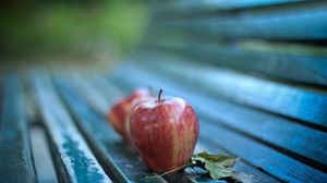 Preview wallpaper apples, bench, leaves