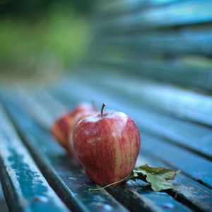 Preview wallpaper apples, bench, leaves