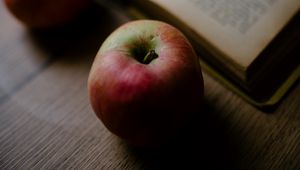 Preview wallpaper apples, book, fruit, red, green