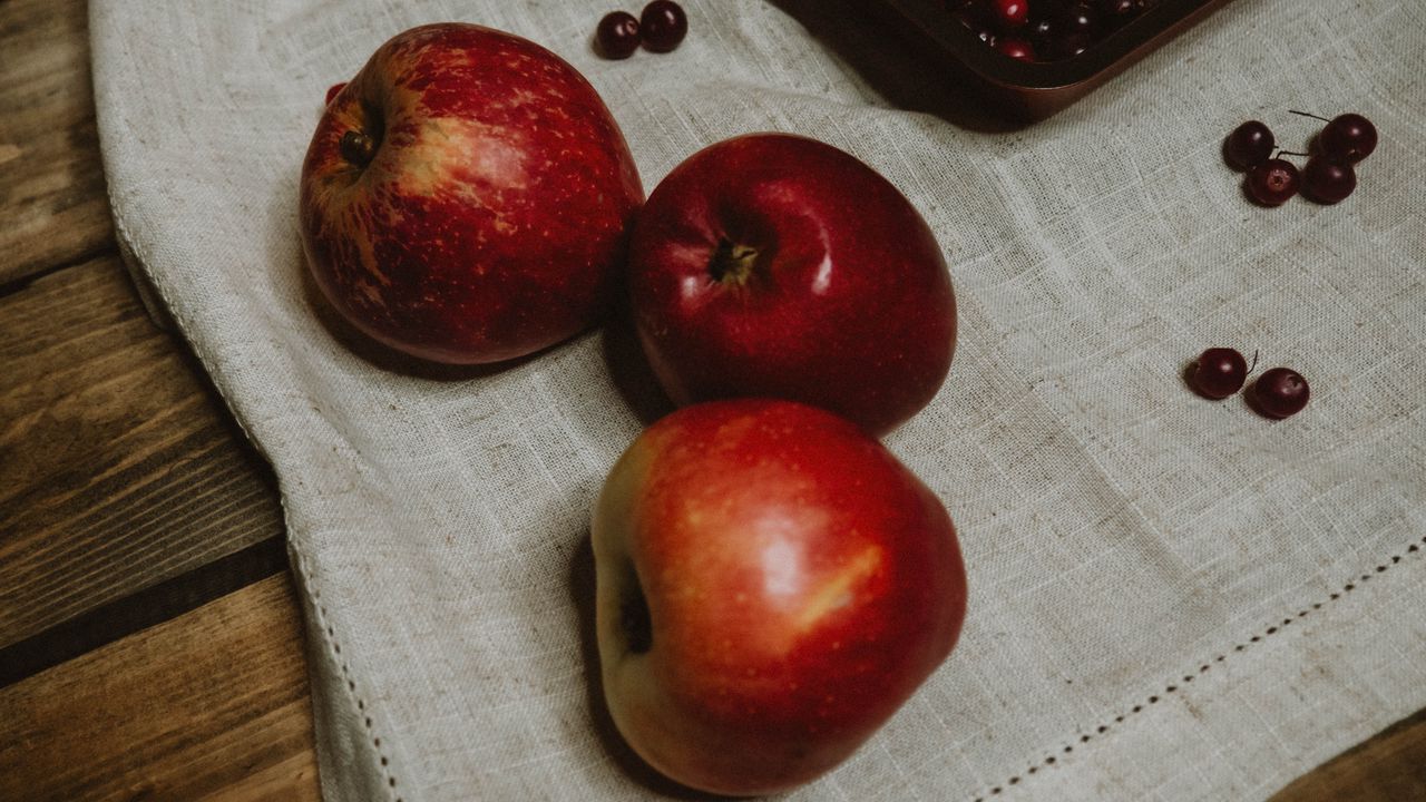 Wallpaper apples, cranberries, fruits, berries, red