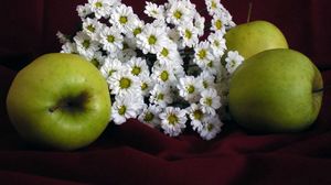 Preview wallpaper apples, daisies, flowers, fruits