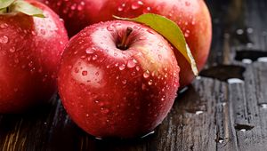 Preview wallpaper apples, drops, water, fruits, macro