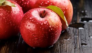 Preview wallpaper apples, drops, water, fruits, macro