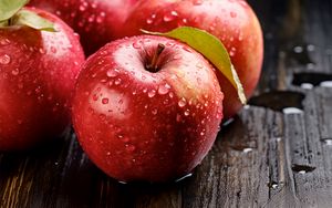 Preview wallpaper apples, drops, water, fruits, macro