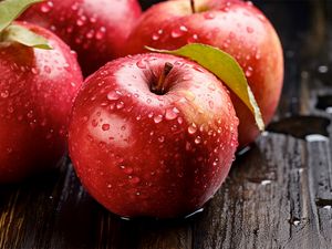 Preview wallpaper apples, drops, water, fruits, macro