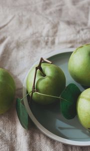 Preview wallpaper apples, fruit, plate, cloth