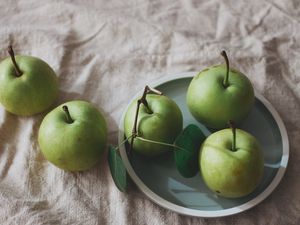 Preview wallpaper apples, fruit, plate, cloth