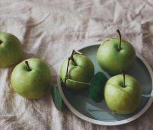 Preview wallpaper apples, fruit, plate, cloth