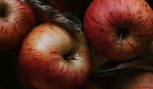 Preview wallpaper apples, fruit, red, leaves