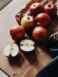 Preview wallpaper apples, fruit, red, slices