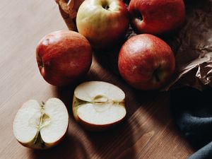 Preview wallpaper apples, fruit, red, slices