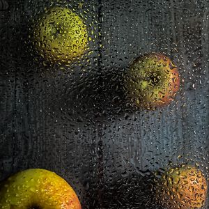 Preview wallpaper apples, fruits, drops, macro