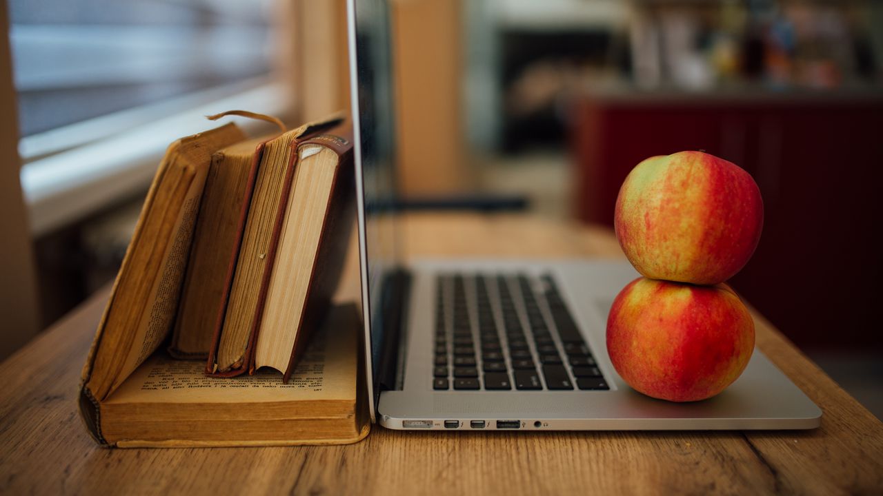 Wallpaper apples, fruits, laptop