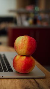 Preview wallpaper apples, fruits, laptop