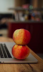 Preview wallpaper apples, fruits, laptop